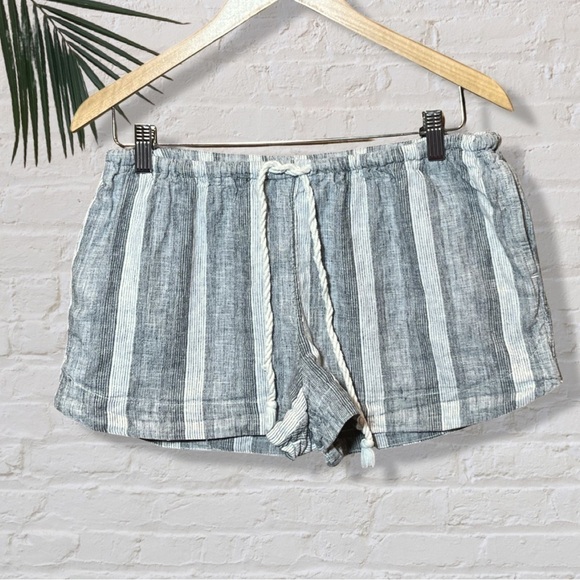 🎁 3 for $30 Mossimo Blue & White Cotton/Linen Striped Shorts Size Small - Picture 1 of 5